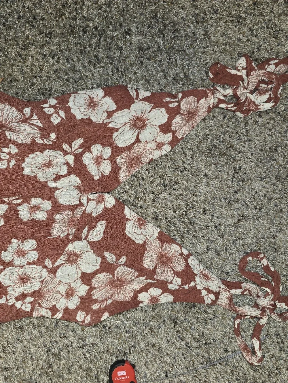 Abercrombie & Fitch Red Brick Brown Floral Tie Maxi Dress Small S Fall Winter